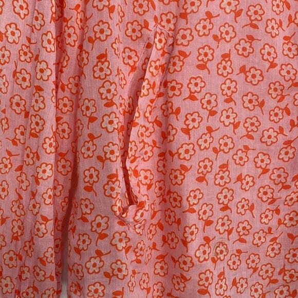 Banjanan Blouse Scattered Flowers Lightweight ruffles Women's Small Pink - Picture 8 of 14